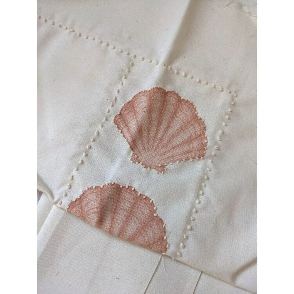 Vintage 1980's‎ Seashell Placemats Napkins Candlewicking Embroidery Kit STARTED
